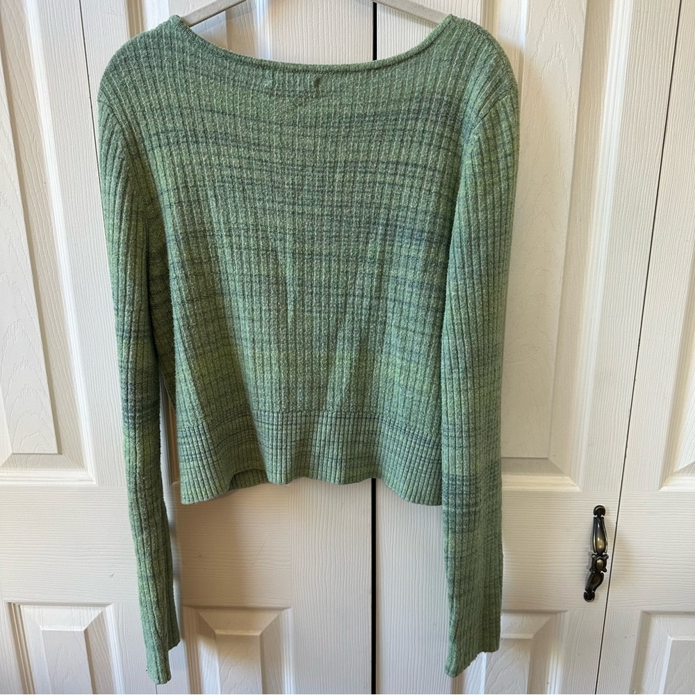 American Eagle Faux Wrap Cropped Ribbed Long Sleeve Sweater Top Womens Size XXL - Picture 3 of 11